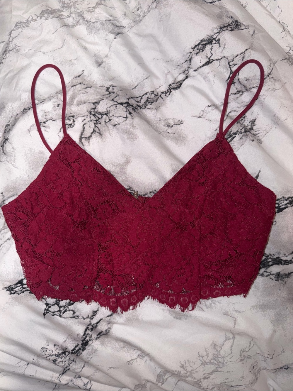 SHEIN Burgundy Lace Crop Going Out Top